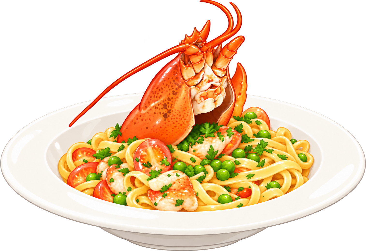 Illustrated lobster pasta